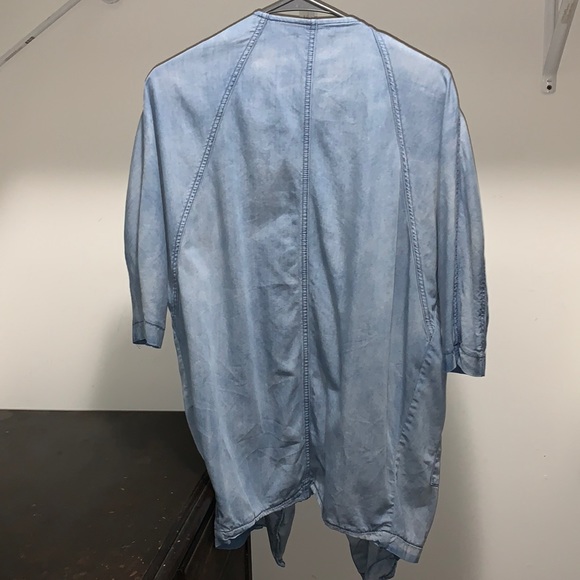 Denim look. Soft fabric tunic cardigan - Picture 3 of 4